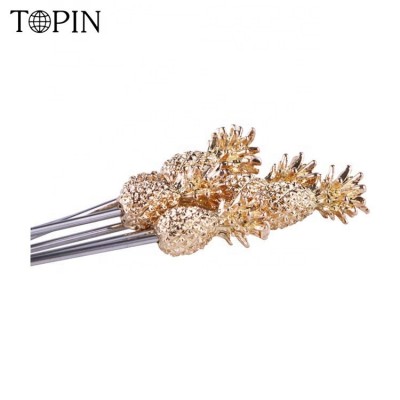 Hot Stainless Steel Cocktail Skewer Gold Pineapple Decor Food Picks