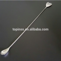 2018 stainless steel cocktail bar spoon with strainer